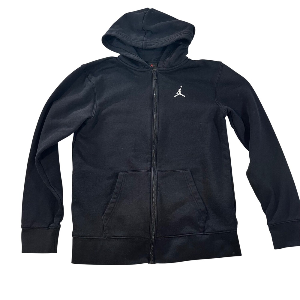 Jordan Kids Full Zip Hoodie Black Jumpman Logo Fleece Sweatshirt XL 13-15Y D226